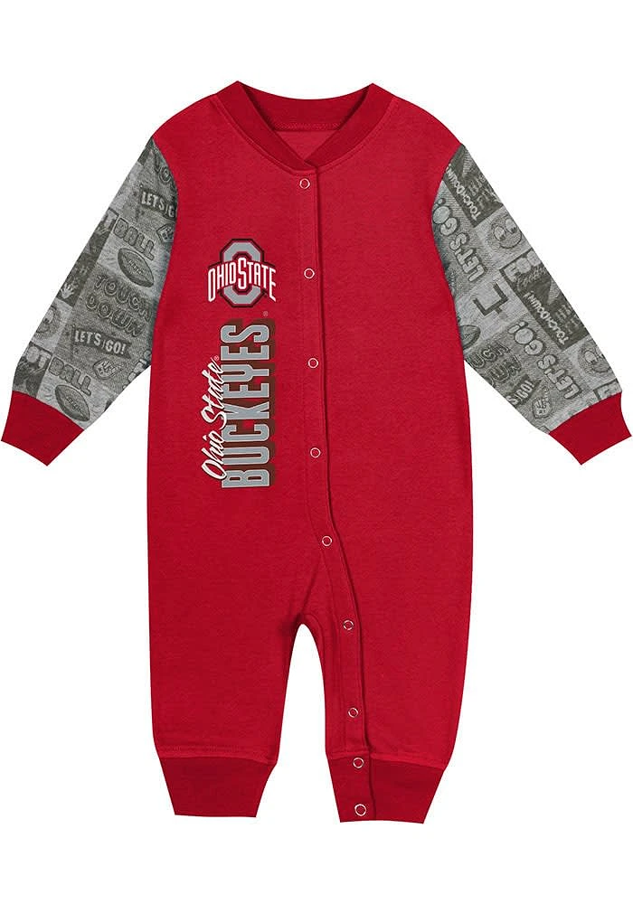 Ohio State Buckeyes Baby Red Play Book Long Sleeve One Piece