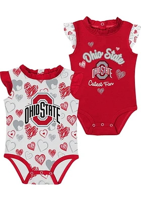 Ohio State Buckeyes Baby Red Happy Hearts Set One Piece