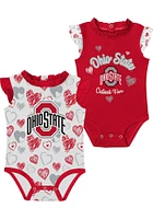 Ohio State Buckeyes Baby Red Happy Hearts Set One Piece