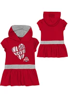 Ohio State Buckeyes Baby Girls Red Team Love Hooded Short Sleeve Dress