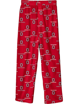 Ohio State Buckeyes Boys Red All Over Logo Printed Sleep Pants