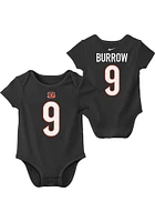 Nike Joe Burrow Cincinnati Bengals Baby Black Fuse NN Short Sleeve One Piece