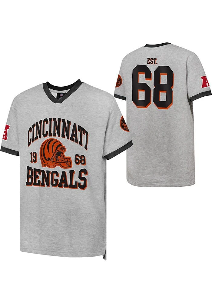 Cincinnati Bengals Youth Grey All Pro Short Sleeve Fashion T-Shirt