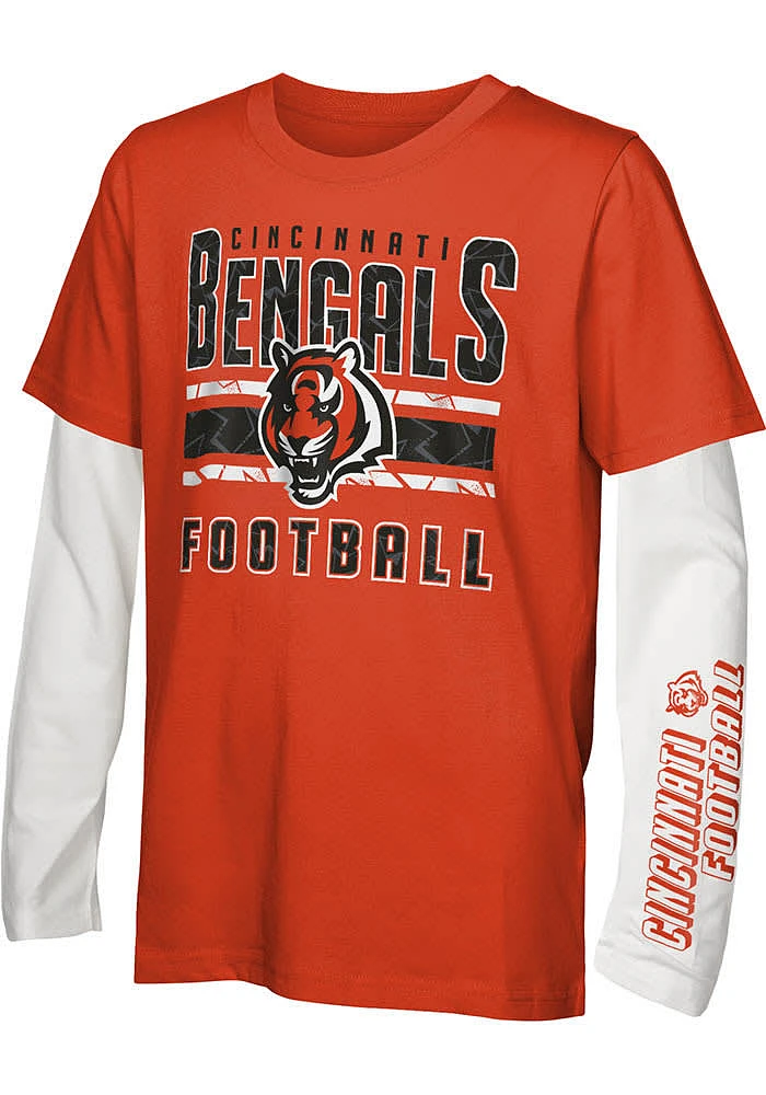 Cincinnati Bengals Boys Orange 3 1 Long Sleeve T-Shirt