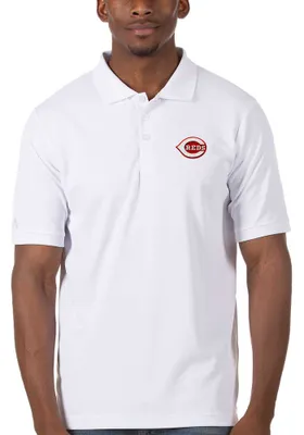 Antigua Cincinnati Reds Mens Legacy Pique Short Sleeve Polo