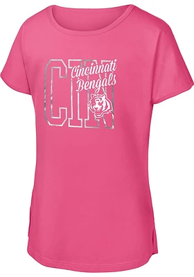 Cincinnati Bengals Girls Pink Signal Caller Short Sleeve Tee