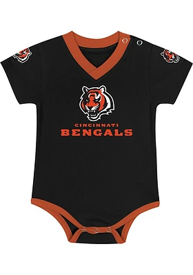 Cincinnati Bengals Baby Black Team Captain Short Sleeve One Piece