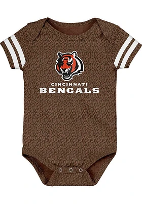 Cincinnati Bengals Baby Brown Playmaker Short Sleeve One Piece