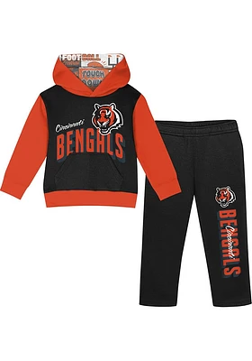 Cincinnati Bengals Toddler Black Coin Toss Hood Set Top and Bottom