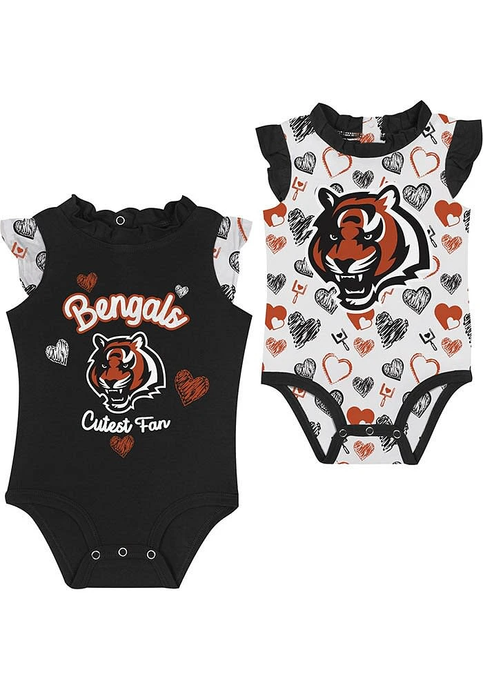 Cincinnati Bengals Baby Black Happy Hearts Set One Piece