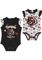 Cincinnati Bengals Baby Black Happy Hearts Design Set One Piece