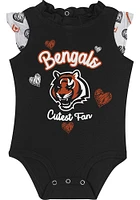 Cincinnati Bengals Baby Black Happy Hearts Design Set One Piece