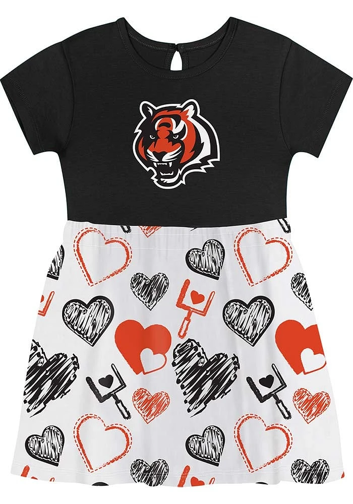 Cincinnati Bengals Baby Girls Black All Heart Short Sleeve Dress