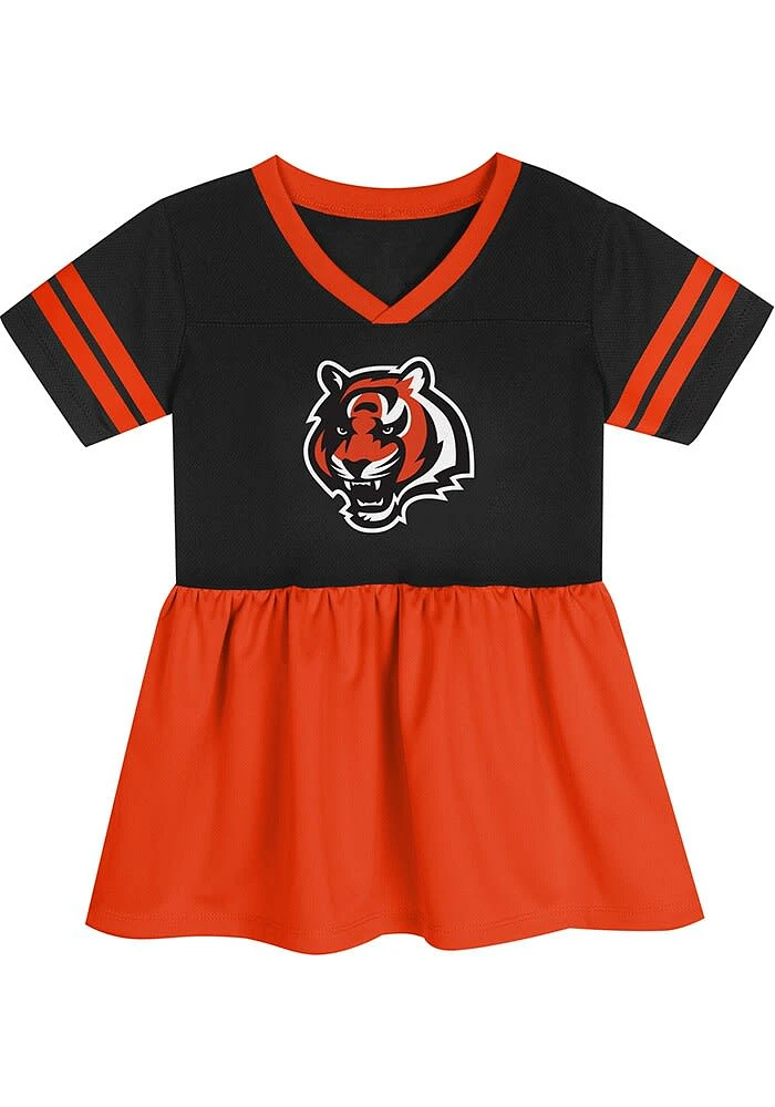 Cincinnati Bengals Baby Girls Black Stadium Lights Short Sleeve Dress