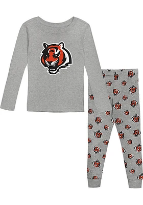 Cincinnati Bengals Kids Grey Primay Logo LS Loungewear PJ Set