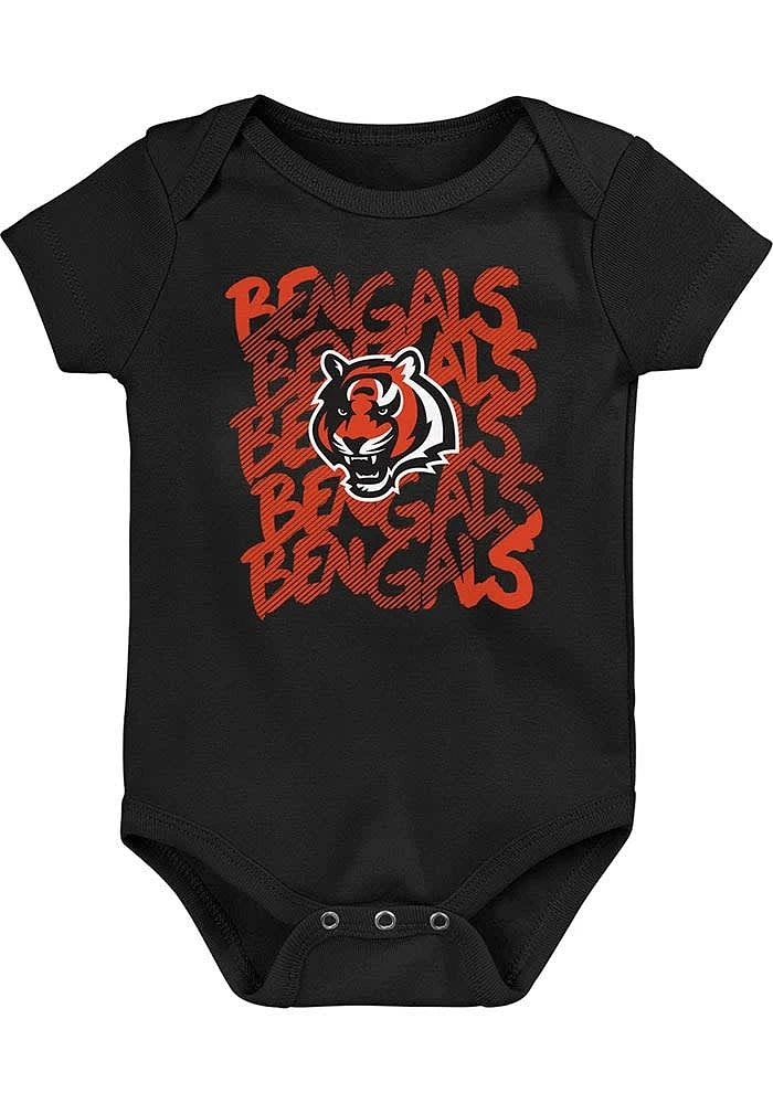 Cincinnati Bengals Baby Black Slash Design Short Sleeve One Piece