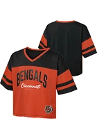 Cincinnati Bengals Girls Black Play Maker Short Sleeve Fashion T-Shirt