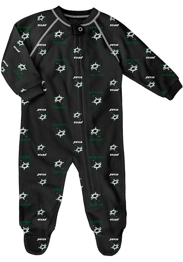 Dallas Stars Baby Black All Over Loungewear One Piece Pajamas