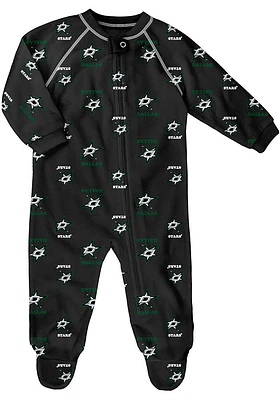 Dallas Stars Baby Black All Over Loungewear One Piece Pajamas