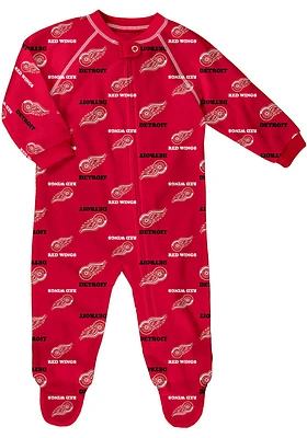 Detroit Red Wings Baby All Over Loungewear One Piece Pajamas