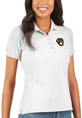 Antigua Milwaukee Brewers Womens Legacy Pique Short Sleeve Polo Shirt