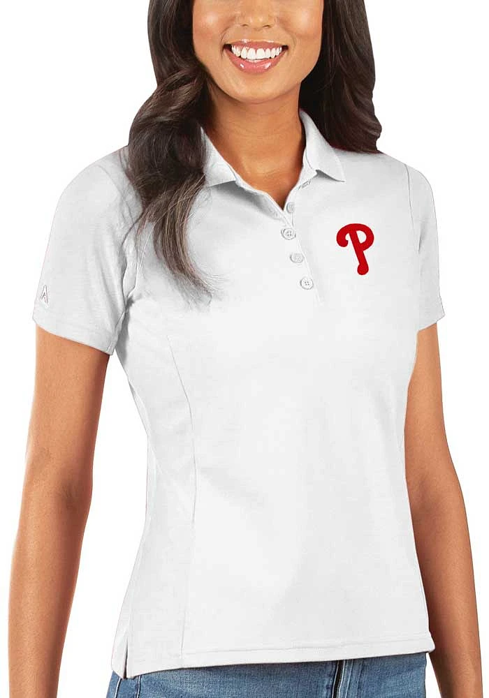 Antigua Philadelphia Phillies Womens Legacy Pique Short Sleeve Polo Shirt
