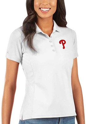 Antigua Philadelphia Phillies Womens Legacy Pique Short Sleeve Polo Shirt