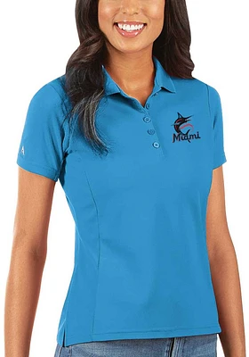 Antigua Miami Marlins Womens Legacy Pique Short Sleeve Polo Shirt