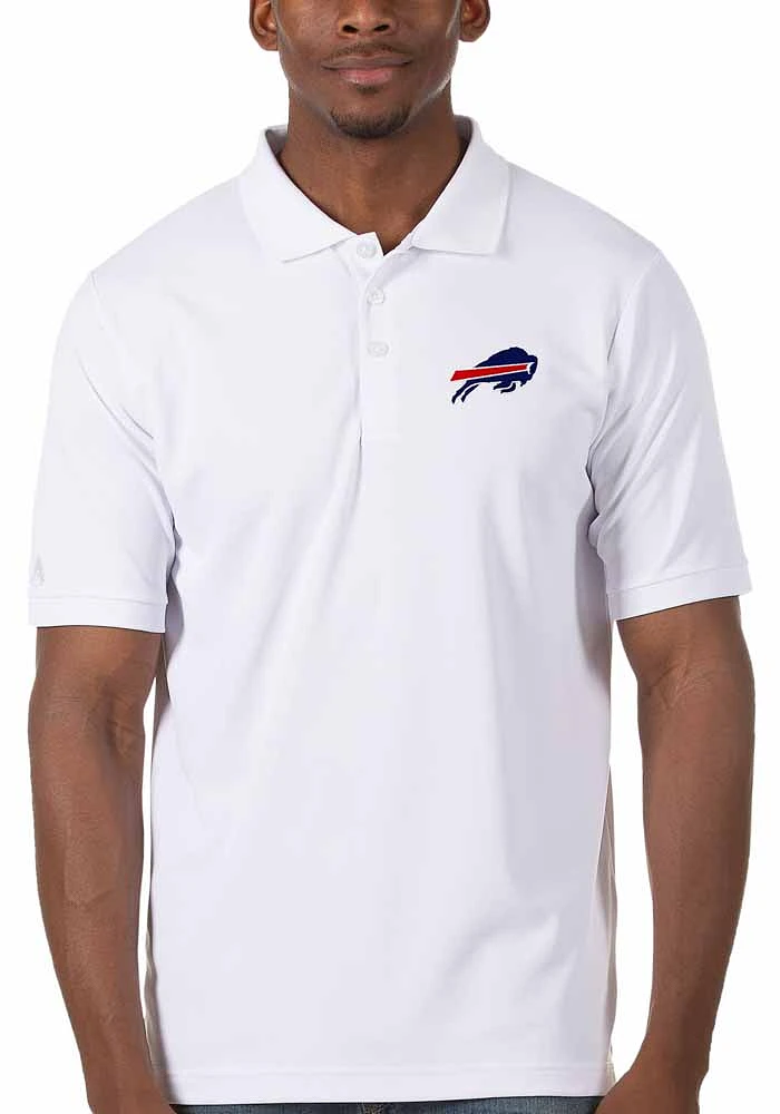 Antigua Buffalo Bills Mens White Legacy Pique Short Sleeve Polo