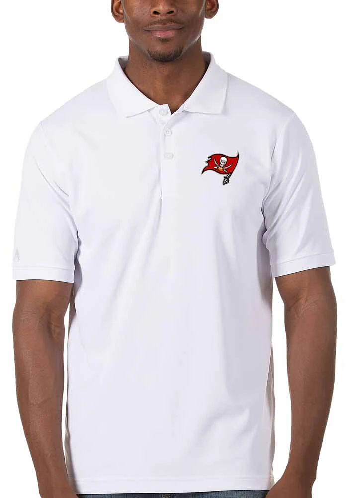 Antigua Tampa Bay Buccaneers Mens White Legacy Pique Short Sleeve Polo