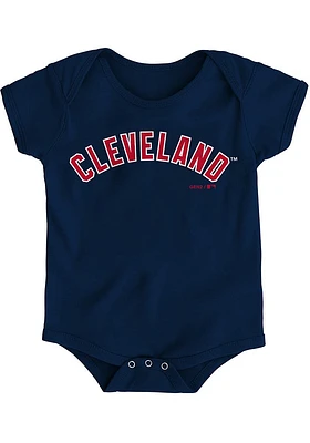 Cleveland Guardians Baby Navy Blue Wordmark Short Sleeve One Piece