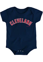 Cleveland Guardians Baby Navy Blue Wordmark Short Sleeve One Piece
