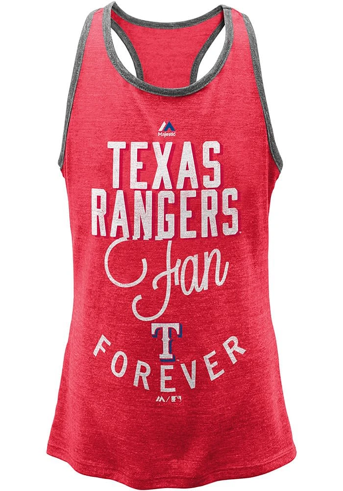 Texas Rangers Girls Red Fan Forever Short Sleeve Tank Top