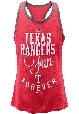 Texas Rangers Girls Red Fan Forever Short Sleeve Tank Top
