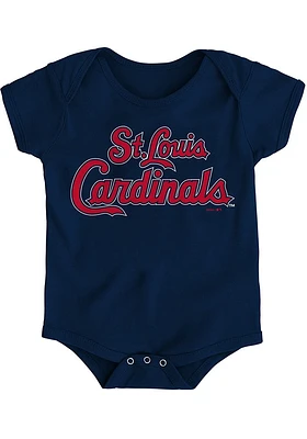 St Louis Cardinals Baby Navy Blue Road Wordmark Short Sleeve One Piece