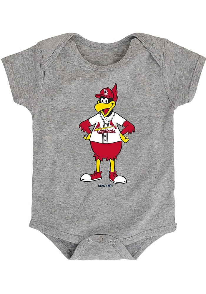 Outer Stuff Fredbird St Louis Cardinals Baby Grey Mascot Short Sleeve One Piece