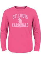 St Louis Cardinals Toddler Girls Pink #1 Design Long Sleeve T Shirt