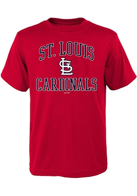 St Louis Cardinals Youth Red #1 Design Short Sleeve T-Shirt