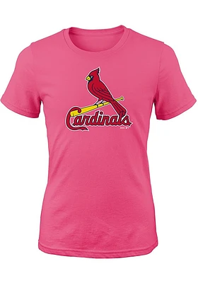 St Louis Cardinals Girls Pink Primary Design Short Sleeve Tee