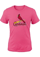 St Louis Cardinals Girls Pink Primary Design Short Sleeve Tee