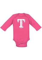 Texas Rangers Baby Pink Secondary LS Tops One Piece