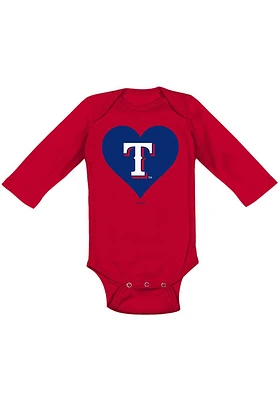 Texas Rangers Baby Red Heart LS Tops One Piece