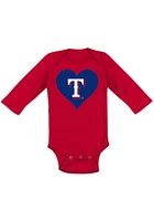 Texas Rangers Baby Red Heart LS Tops One Piece