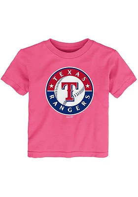 Texas Rangers Toddler Girls Pink Primary Short Sleeve T-Shirt