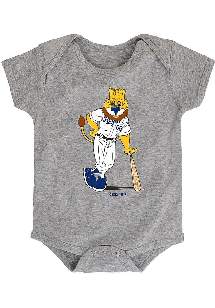 Outer Stuff Slugger Kansas City Royals Baby Grey Mascot Short Sleeve One Piece