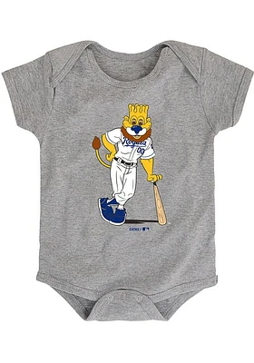 Outer Stuff Slugger Kansas City Royals Baby Grey Mascot Short Sleeve One Piece