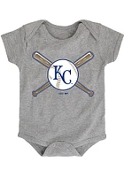 Kansas City Royals Baby Grey Crossed Bats Short Sleeve One Piece