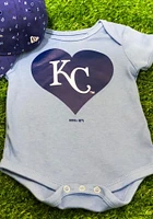 Kansas City Royals Baby Light Blue Heart Short Sleeve One Piece