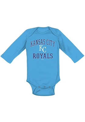 Kansas City Royals Baby Light Blue #1 Design Long Sleeve One Piece