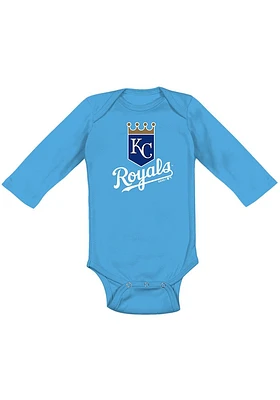 Kansas City Royals Baby Light Blue Primary Long Sleeve One Piece